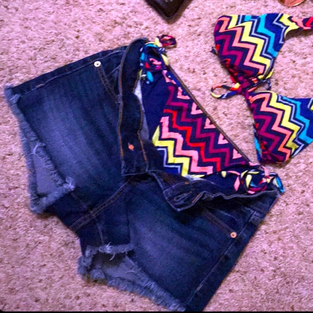 Old Navy Dark Wash Boyfriend Shorts 0